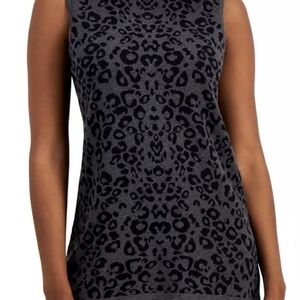 JM Collection Charcoal Leopard Print Tank Top